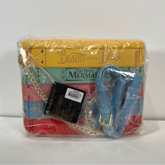 Disney Princess Loungefly Classic Fairytale Books Gold Chain Crossbody Bag NEW - Picture 12 of 12